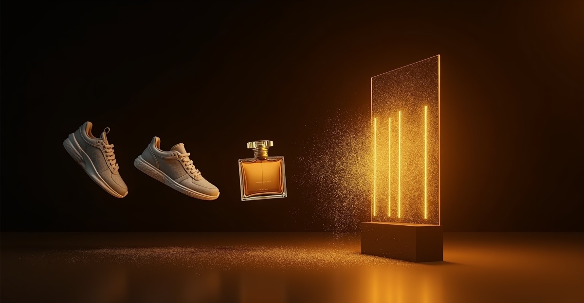 Product photos transforming into AI video ads