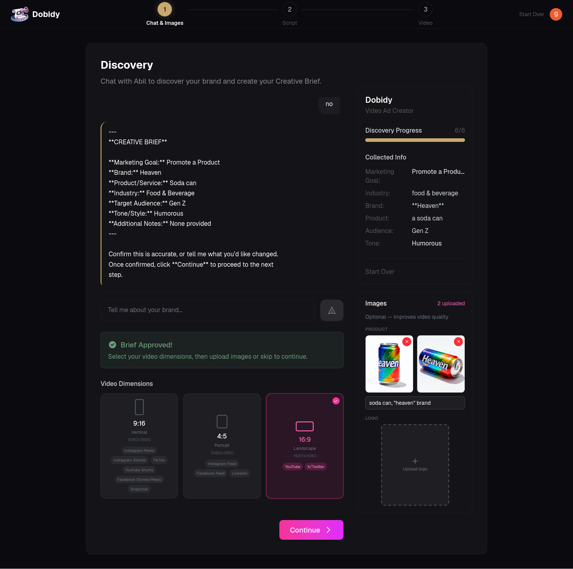 Discovery chat with Abil AI agent and image upload
